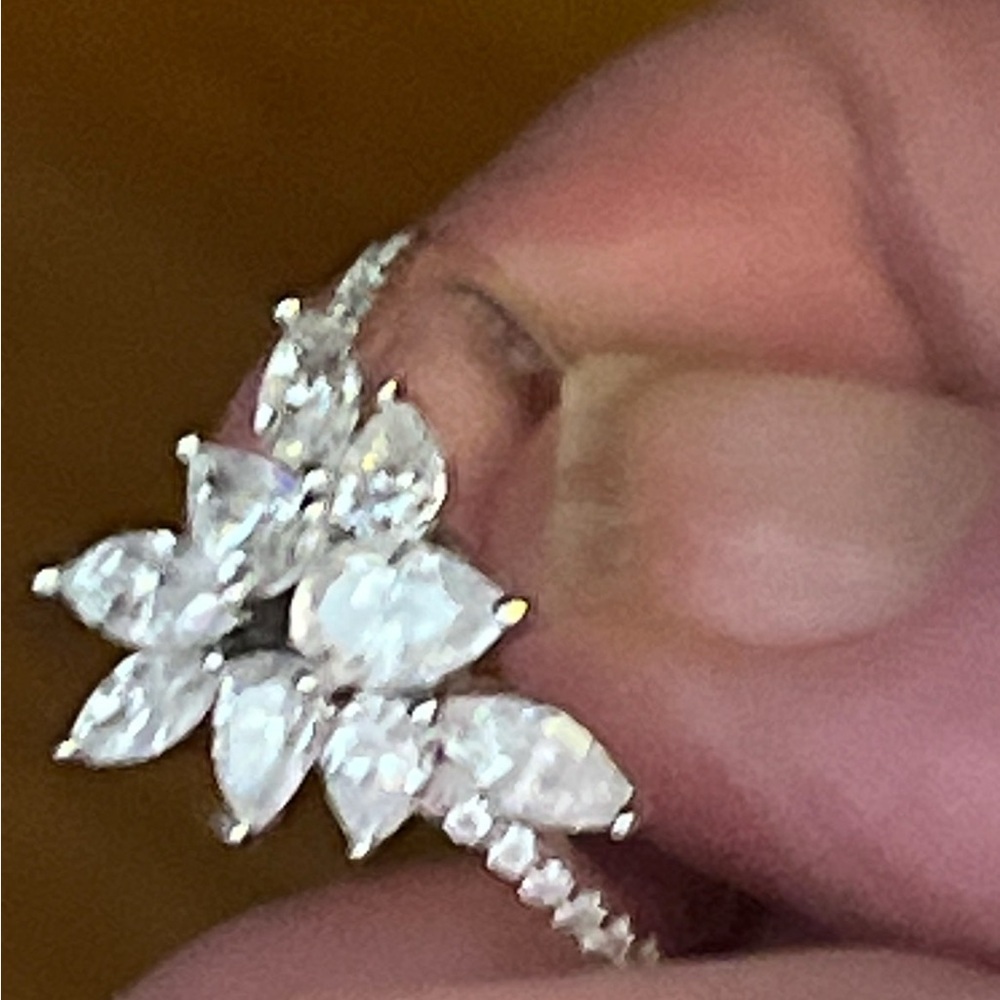 Sterling silver moissanite cocktail ring